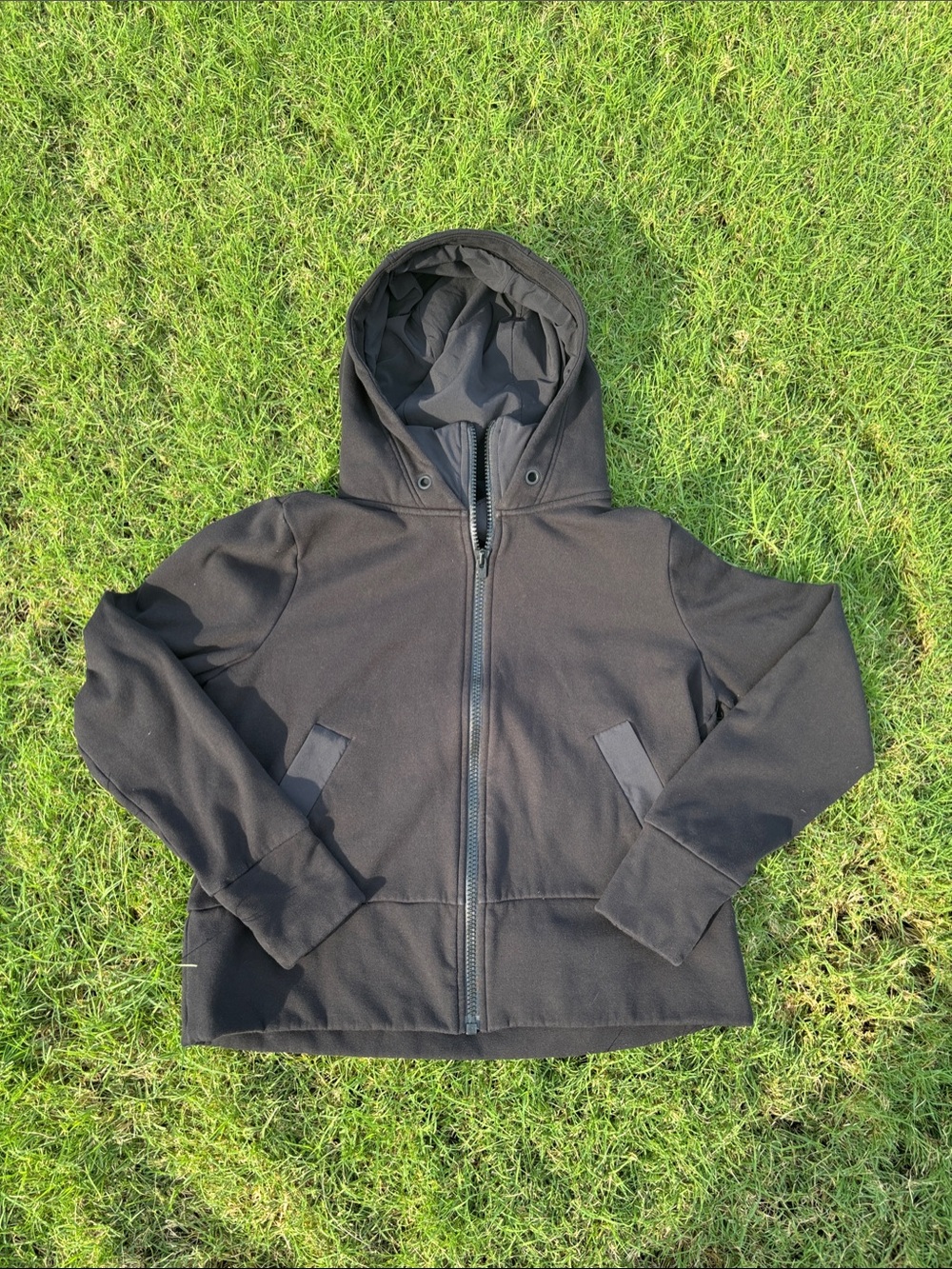 Athleta Women’s Black Hoodie Zip-Up Jacket Meium